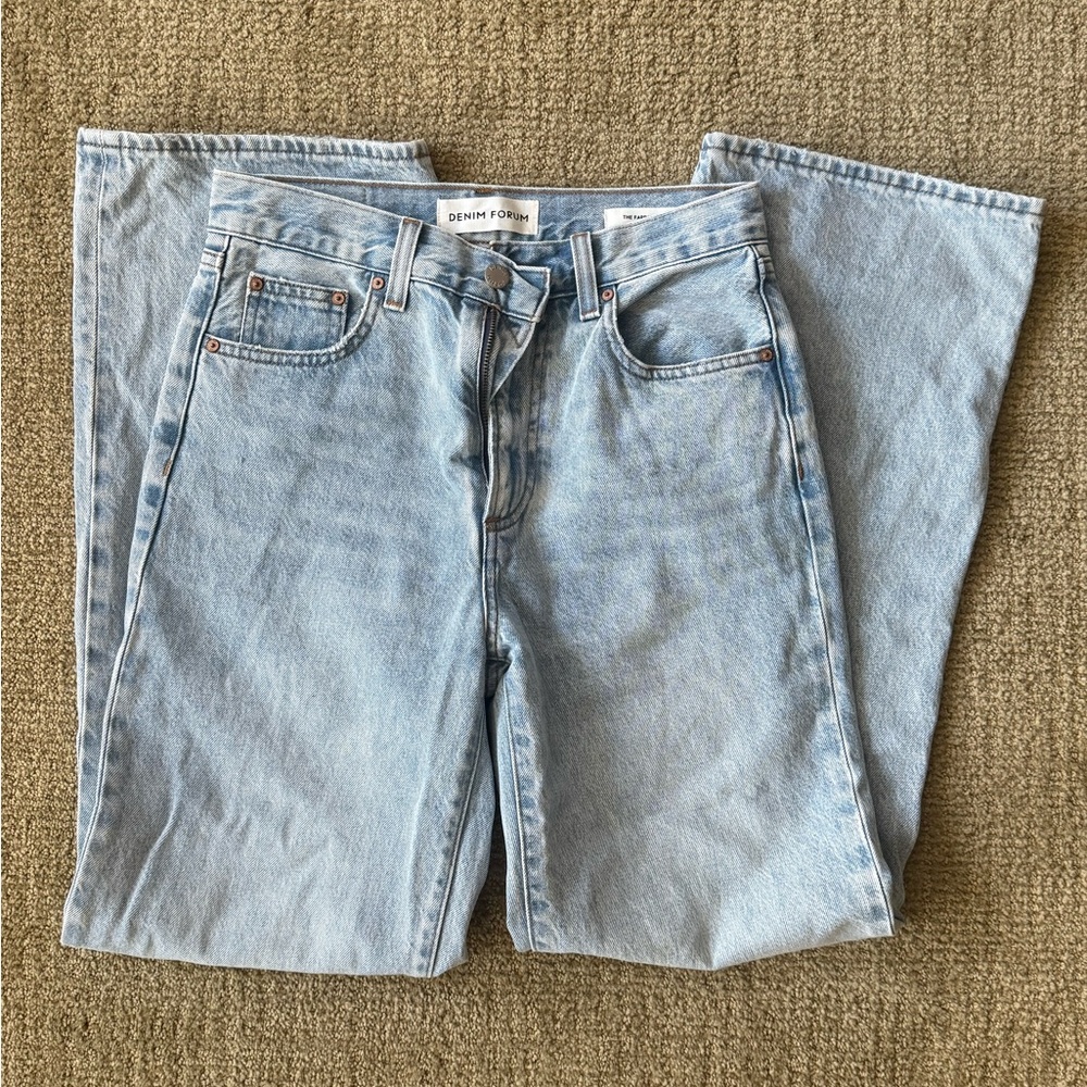 Denim Forum Sky Blue Farrah Wide Leg Jeans